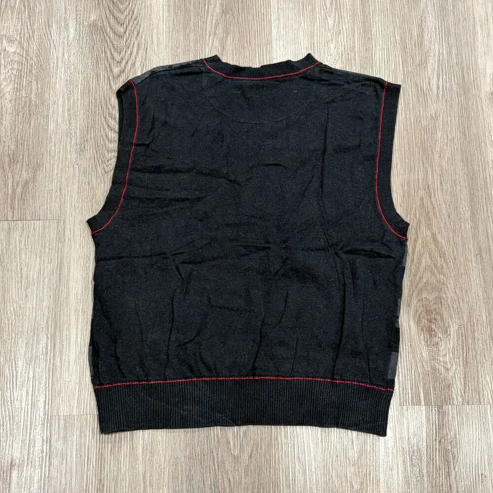 Vintage 00s Y2K Marc Ecko Striped Sweater Vest Men's Size XL Grey Red